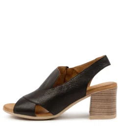 Women DIANA FERRARI Heels|Sandals-WONDIR BLACK LEATHER
