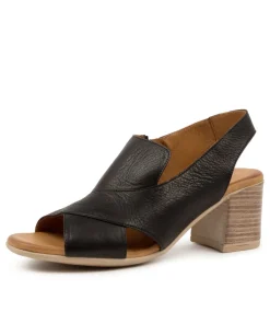 Women DIANA FERRARI Heels|Sandals-WONDIR BLACK LEATHER