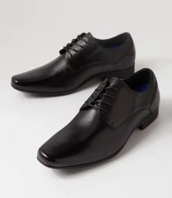 COLORADO Dress Shoes-Wrangle Black Leather Lace Up Shoes