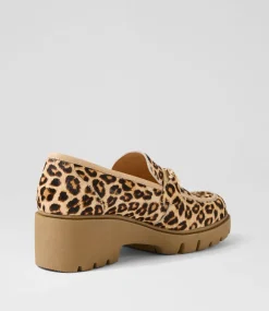 Women TOP END Loafers|Heels-Xaxi Blonde Leopard Latte Pony Leather Heels