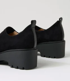 Women TOP END Heels-Xila Black Stretch Microsuede Heels