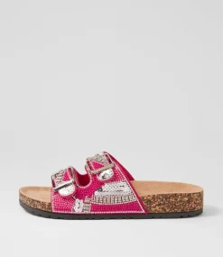 Women I LOVE BILLY Flats|Sandals-Yakira Fuchsia Multi Sandals