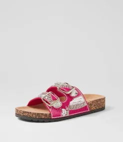 Women I LOVE BILLY Flats|Sandals-Yakira Fuchsia Multi Sandals