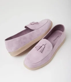 Women DIANA FERRARI Flats|Loafers-Yeneta Lilac Suede Loafers