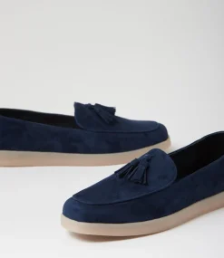 Women DIANA FERRARI Flats|Loafers-Yeneta Navy Suede Loafers
