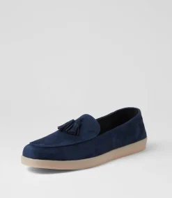 Women DIANA FERRARI Flats|Loafers-Yeneta Navy Suede Loafers