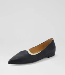 Women TOP END Flats-Yibbie Black Milk Leather Ballet Flats
