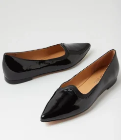 Women TOP END Flats-Yibbie Black Patent Leather Ballet Flats