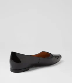 Women TOP END Flats-Yibbie Black Patent Leather Ballet Flats
