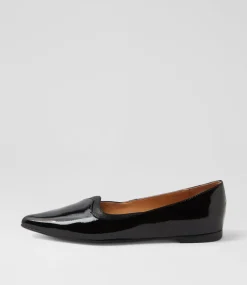 Women TOP END Flats-Yibbie Black Patent Leather Ballet Flats