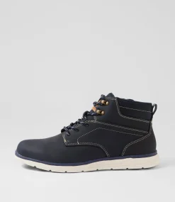 COLORADO Boots|Casuals-Youth Navy Crazyhorse Leather Lace Up Boots