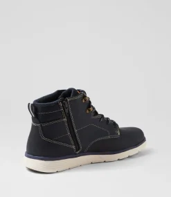 COLORADO Boots|Casuals-Youth Navy Crazyhorse Leather Lace Up Boots