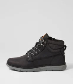 COLORADO Boots|Casuals-Yrbud Black Crazyhorse Leather Lace Up Boots