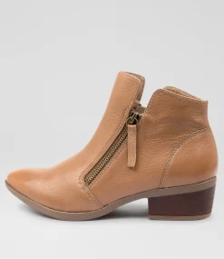 Women DIANA FERRARI Boots-Zalen Dark Tan Leather Ankle Boots