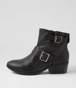 Women DIANA FERRARI Boots-Zarelli Black Leather Ankle Boots