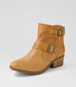 Women DIANA FERRARI Boots-Zarelli Dark Tan Leather Ankle Boots