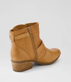 Women DIANA FERRARI Boots-Zarelli Dark Tan Leather Ankle Boots