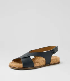 Women COLORADO Comfort|Flats-Zari Navy Leather Sandals