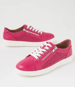 Women SUPERSOFT Comfort|Sneakers-Zarina Dark Fuchsia White Leather Sneakers