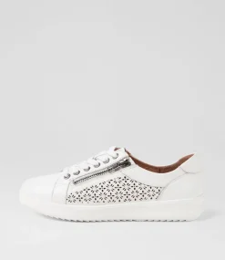 Women SUPERSOFT Sneakers|Comfort-Zarina White Wide Fit Leather Sneakers