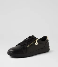 Women SUPERSOFT Comfort|Sneakers-Zavino Black Soft Gold Leather Sneakers