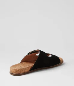 Women COLORADO Comfort|Flats-Zelda Black Leather Sandals