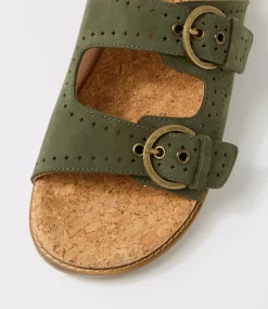 Women COLORADO Comfort|Flats-Zelda Khaki Leather Sandals