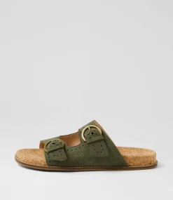 Women COLORADO Comfort|Flats-Zelda Khaki Leather Sandals