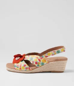 Women SUPERSOFT Comfort|Heels-Zenea Fruit Salad Orange Leather Suede Sandals