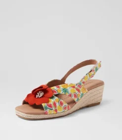 Women SUPERSOFT Comfort|Heels-Zenea Fruit Salad Orange Leather Suede Sandals