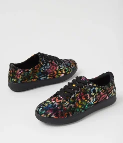 Women SUPERSOFT Sneakers|Comfort-Zenena Black Leopard Multi Suede Sneakers