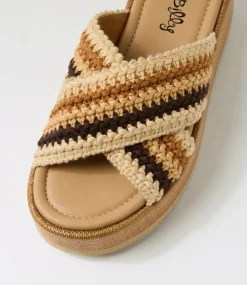 Women I LOVE BILLY Sandals-Zerzule Coffee Zigzag Fabric Sandals