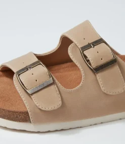 Women I LOVE BILLY Slides|Flats-Zigie Stone Nubuck Pu Sandals