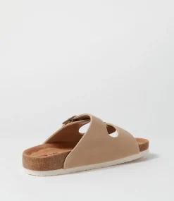 Women I LOVE BILLY Slides|Flats-Zigie Stone Nubuck Pu Sandals