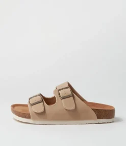Women I LOVE BILLY Slides|Flats-Zigie Stone Nubuck Pu Sandals