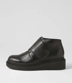 Women TOP END Boots-Ziloch Black Leather Ankle Boots