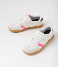 SKECHERS Sport School Shoes-Zinger Street Pv Junior White Black Pink Sneakers