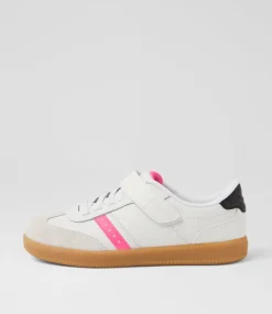 SKECHERS Sport School Shoes-Zinger Street Pv Junior White Black Pink Sneakers