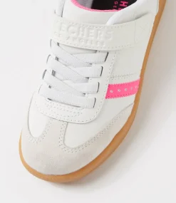 SKECHERS Sport School Shoes-Zinger Street Pv Junior White Black Pink Sneakers