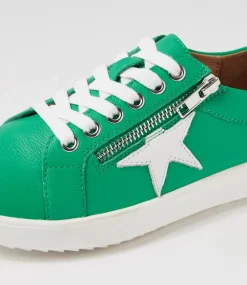 Women SUPERSOFT Comfort|Sneakers-Zings Bright Emerald White Leather Sneakers