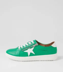 Women SUPERSOFT Comfort|Sneakers-Zings Bright Emerald White Leather Sneakers