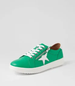 Women SUPERSOFT Comfort|Sneakers-Zings Bright Emerald White Leather Sneakers