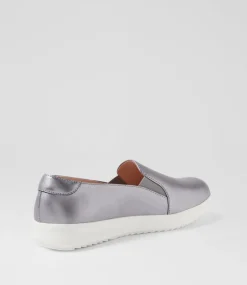 Women SUPERSOFT Comfort|Loafers-Zlolly Gunmetal Leather Sneakers