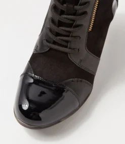 Women I LOVE BILLY Boots-Zolika Black Mix Multi Lace Up Boots