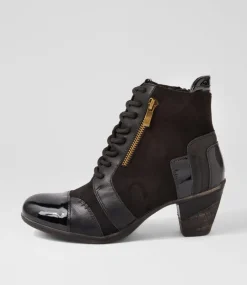 Women I LOVE BILLY Boots-Zolika Black Mix Multi Lace Up Boots
