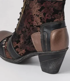 Women I LOVE BILLY Boots-Zolika Bronze Multi Lace Up Boots