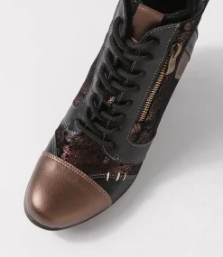 Women I LOVE BILLY Boots-Zolika Bronze Multi Lace Up Boots