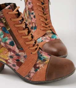 Women I LOVE BILLY Boots-Zolika Tan Ritzy Multi Lace Up Boots
