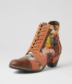 Women I LOVE BILLY Boots-Zolika Tan Ritzy Multi Lace Up Boots