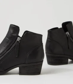 Women DIANA FERRARI Boots-Zoner Black Leather Ankle Boots